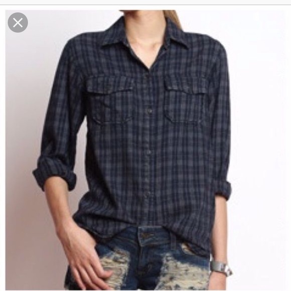 Current/Elliott Tops - Current Elliott The Perfect Shirt Plaid Button Dow